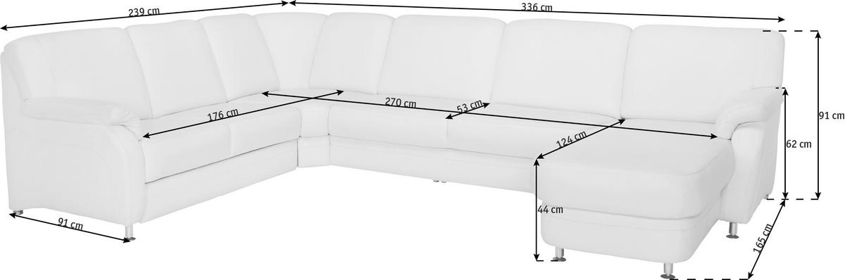WOHNLANDSCHAFT in Echtleder Grau  - Alufarben/Grau, Konventionell, Leder/Metall (239/329/165cm) - Beldomo Premium