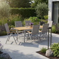 VRTNA GARNITURA Naxos  aluminij  siva, srebrne barve, barve akacije  siva, srebrne barve, barve akacije    - srebrne barve/siva, Romantika, kovina/tekstil (150/90/74cm) - Gardenson