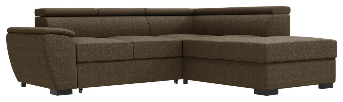 ECKSOFA Braun Flachgewebe  - Schwarz/Braun, KONVENTIONELL, Kunststoff/Textil (266/220cm) - Carryhome