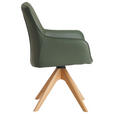 ARMLEHNSTUHL  in Eisen Echtleder pigmentiert  - Eichefarben/Grün, MODERN, Leder/Holz (64/87/60cm) - Novel