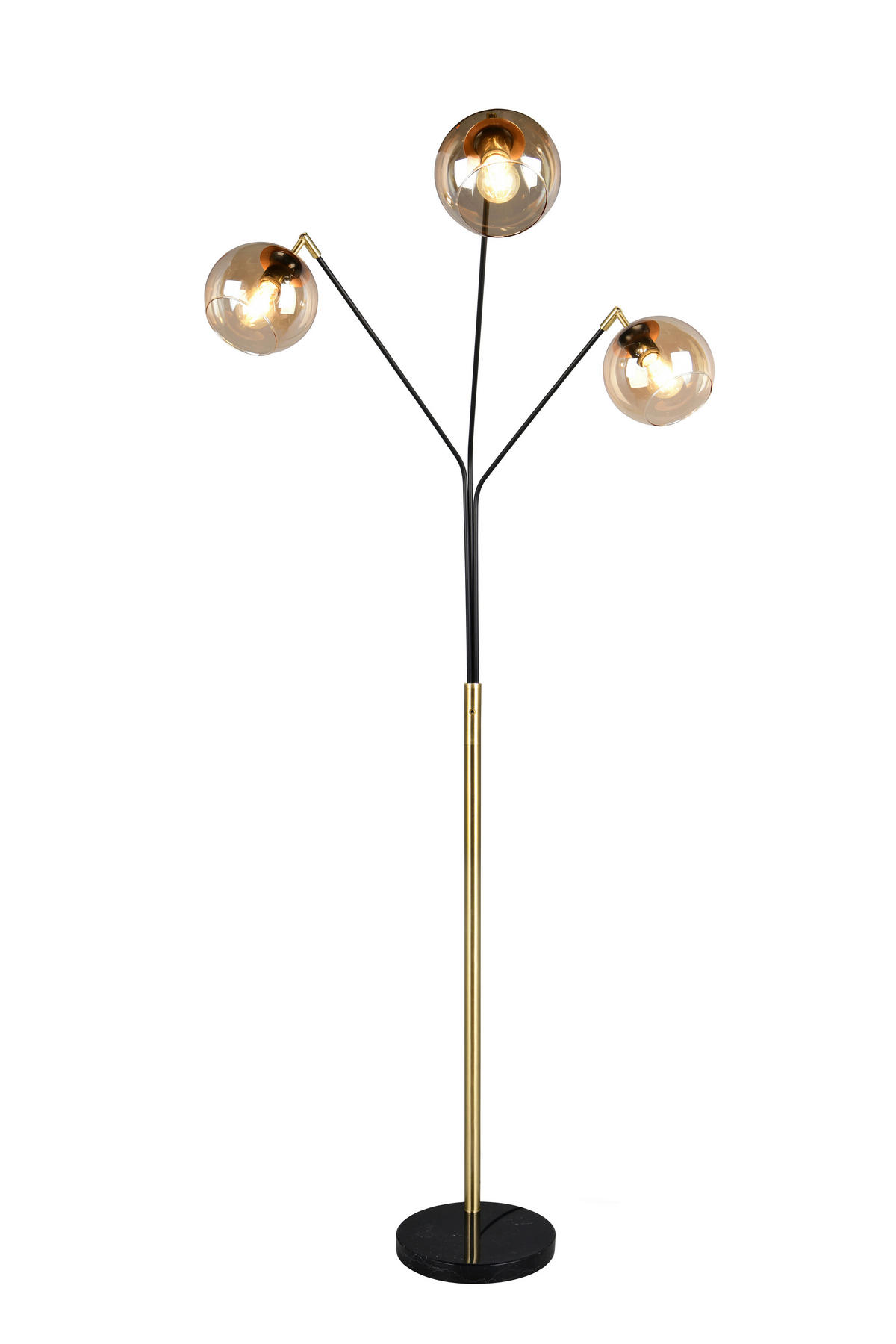 STEHLEUCHTE - Bernsteinfarben/Schwarz, Design, Glas/Metall (67/30/200cm) - Trio Leuchten