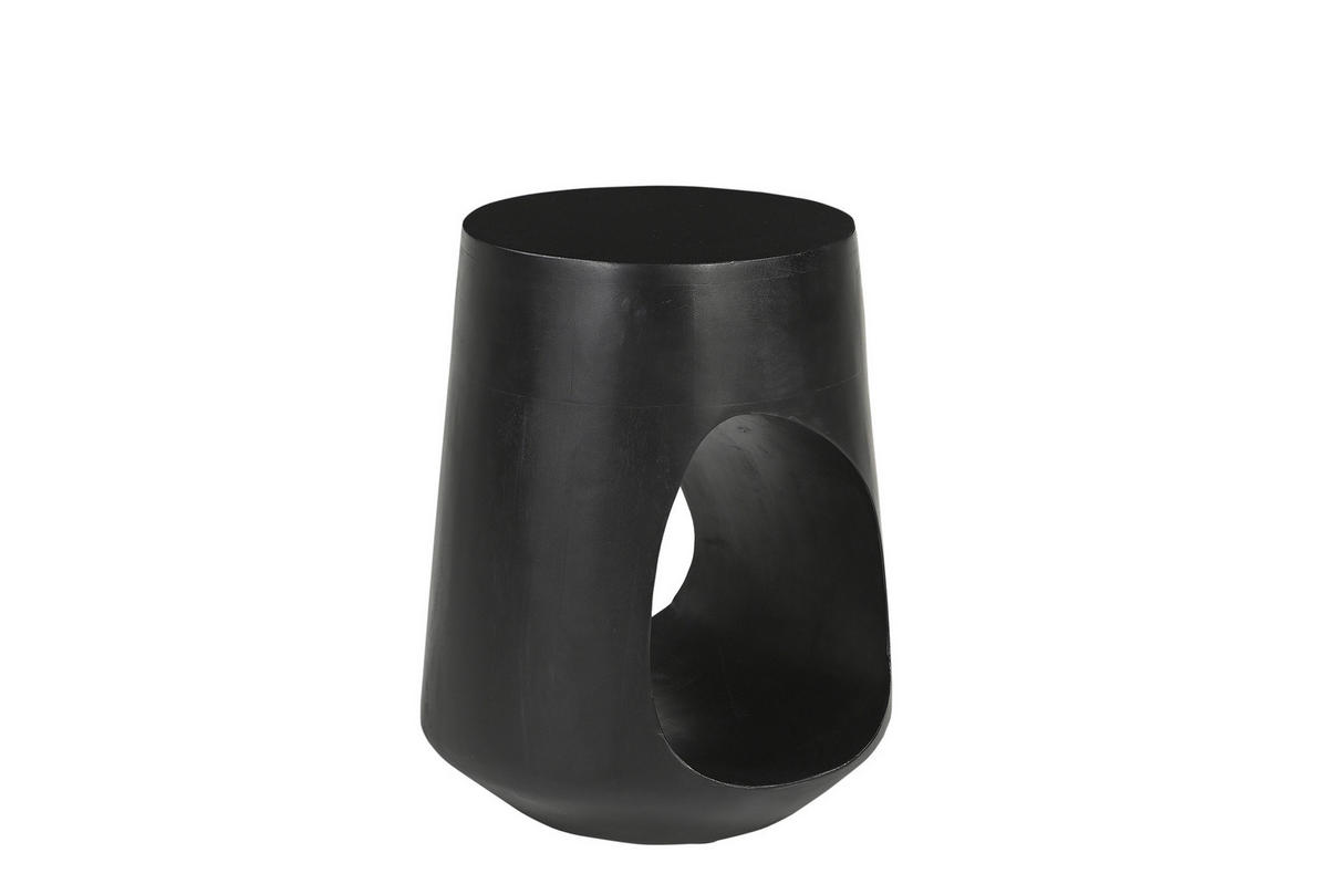 BEISTELLTISCH 32/32/46 cm Mangoholz massiv Schwarz rund  - Schwarz, Design, Holz (32/32/46cm) - MID.YOU
