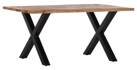 ESSTISCH in Holz 160/90/76 cm  - Schwarz/Naturfarben, LIFESTYLE, Holz/Metall (160/90/76cm) - Landscape