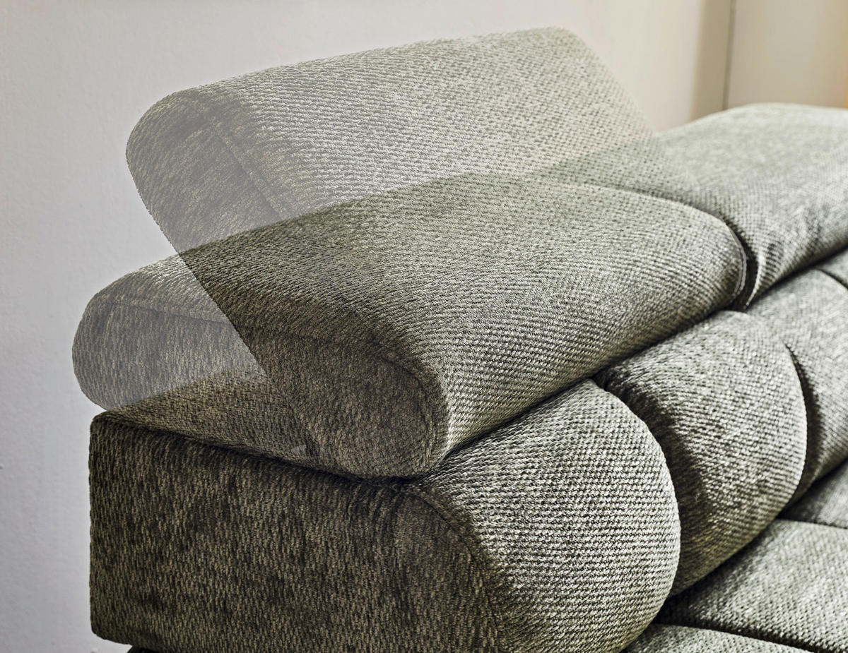 ECKSOFA in Webstoff Olivgrün  - Schwarz/Olivgrün, Modern, Kunststoff/Textil (205/297cm) - Livetastic