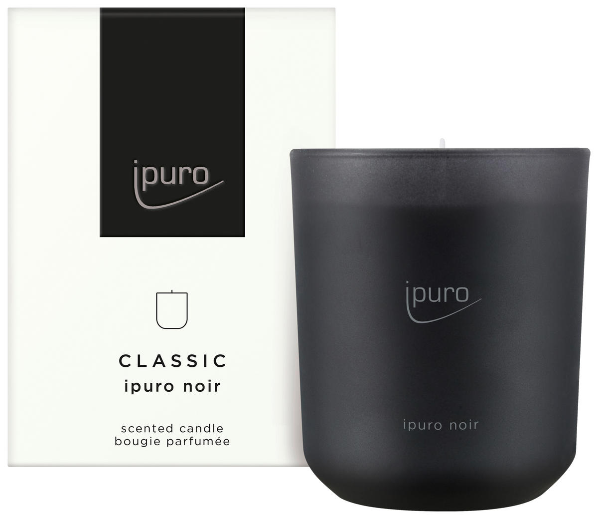 LJUS I GLAS  - svart, Basics, glas/paraffin (9/9/11,5cm) - Ipuro