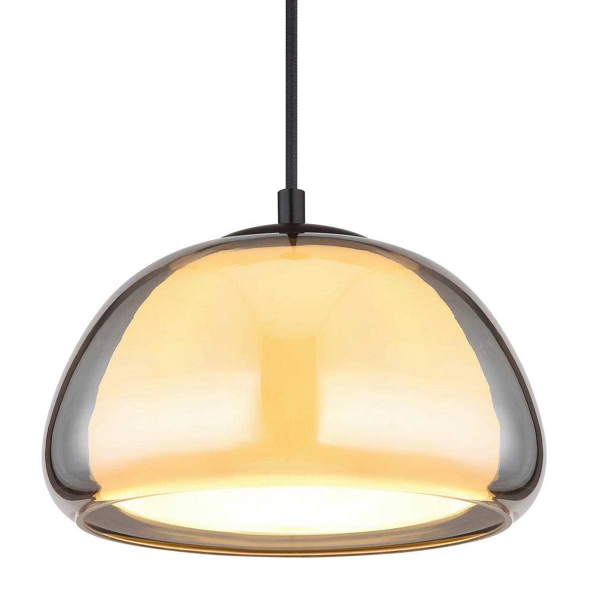 HÄNGELEUCHTE 25/120 cm  - Schwarz/Weiß, KONVENTIONELL, Glas/Textil (25/120cm) - Globo
