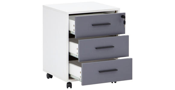 ROLLCONTAINER 43/56/43.5 cm  - Schwarz/Weiß, Basics, Holzwerkstoff/Kunststoff (43/56/43.5cm) - Carryhome