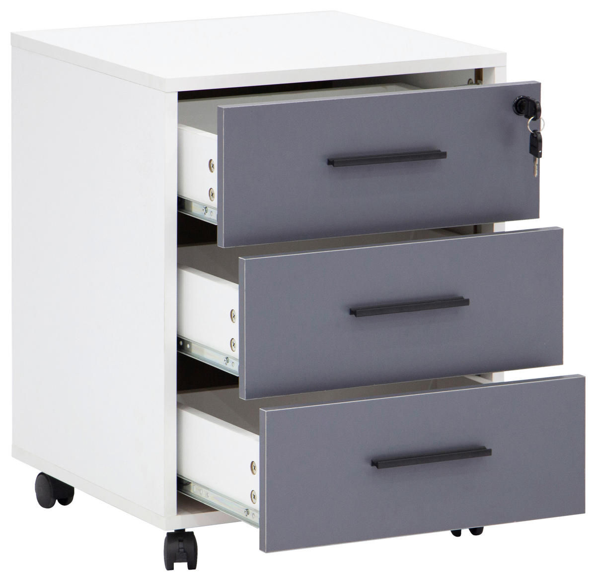 ROLLCONTAINER 43/56/43.5 cm  - Schwarz/Weiß, Basics, Holzwerkstoff/Kunststoff (43/56/43.5cm) - Carryhome