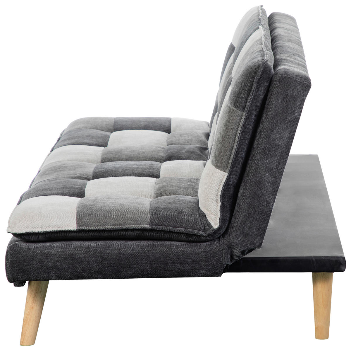 SCHLAFSOFA Chenille Grau, Schwarz, Weiß  - Schwarz/Naturfarben, Design, Holz/Textil (180/77/91cm) - MID.YOU