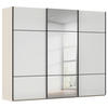 SCHWEBETÜRENSCHRANK 301/223/68 cm 3-türig Champagner, Weiß  - Champagner/Schwarz, KONVENTIONELL, Glas/Holzwerkstoff (301/223/68cm) - Novel