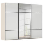 SCHWEBETÜRENSCHRANK 301/223/68 cm 3-türig Weiß, Champagner  - Champagner/Schwarz, KONVENTIONELL, Glas/Holzwerkstoff (301/223/68cm) - Novel