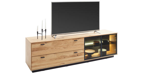 LOWBOARD Anthrazit, Eichefarben  209/61/50 cm  - Eichefarben/Anthrazit, Natur, Glas/Holz (209/61/50cm) - Linea Natura