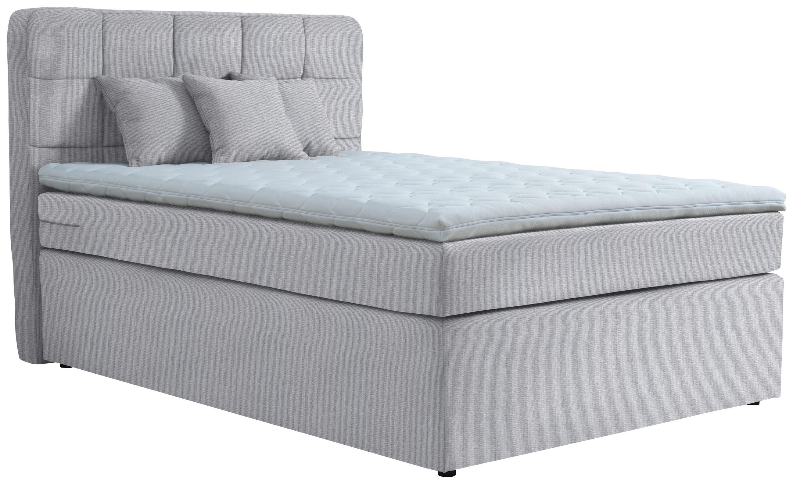 BOXSPRINGBETT 140/200 cm,  in Hellgrau, Matratze, Topper, H4 = sehr fest  - Hellgrau/Schwarz, KONVENTIONELL, Kunststoff/Textil (140/200cm) - Moderano