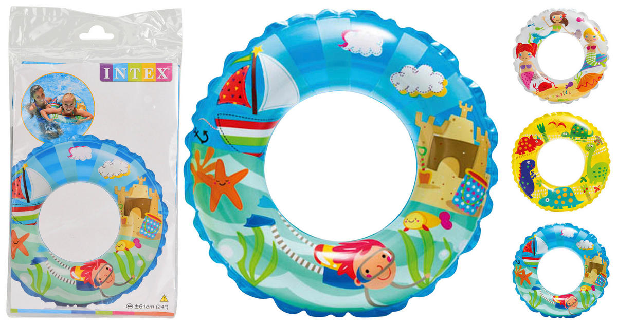 SIMRING - orange/vit, Basics, plast (61cm) - Intex