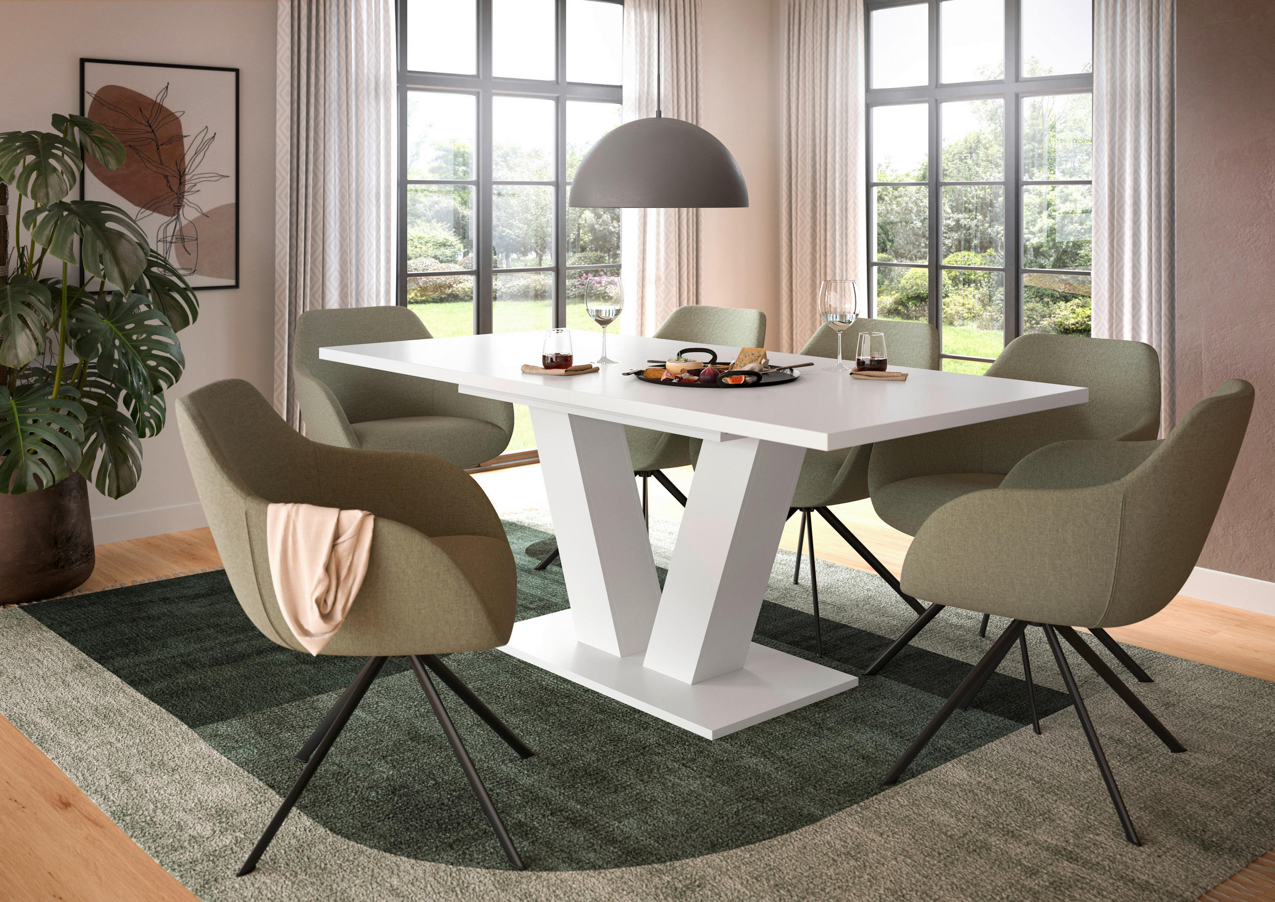 AUSZIEHTISCH Weiß rechteckig  ausziehbar  - Weiß, Trend, Holzwerkstoff (150-190/76/90cm)