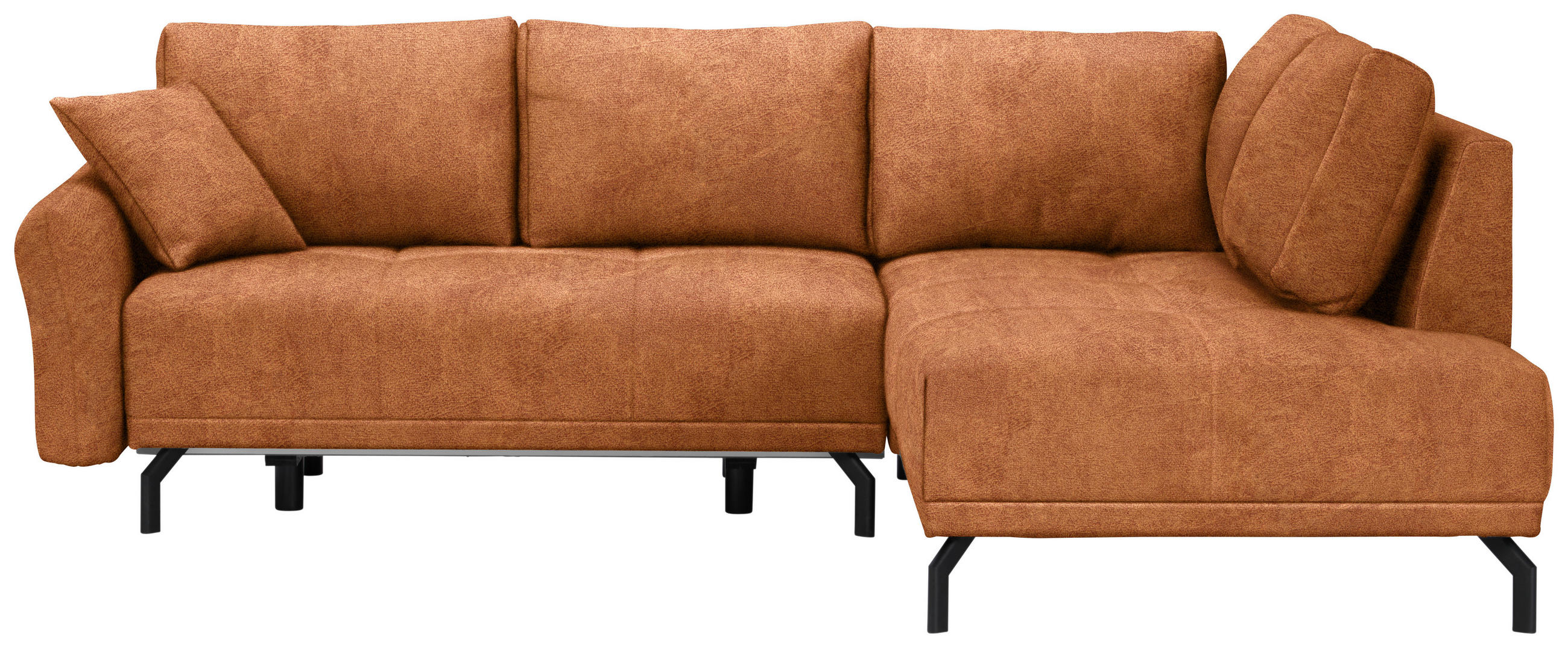 ECKSOFA in Webstoff Rostfarben  250/191 cm  - Rostfarben/Schwarz, Design, Textil/Metall (250/191cm) - Carryhome