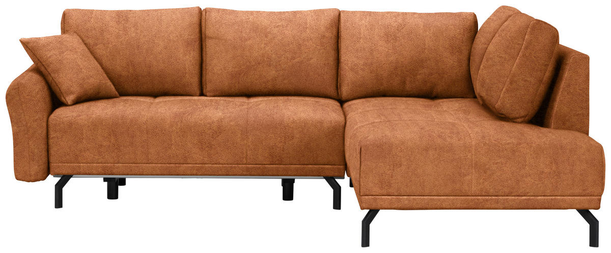 ECKSOFA in Webstoff Rostfarben  250/191 cm  - Rostfarben/Schwarz, Design, Textil/Metall (250/191cm) - Carryhome