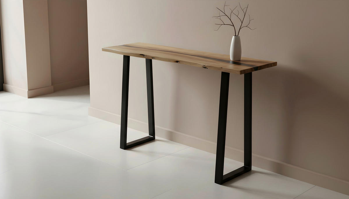 KONSOLENTISCH Holz, Metall, Kunststoff 120/37/78 cm   - Schwarz/Akaziefarben, Lifestyle, Holz/Kunststoff (120/37/78cm) - Landscape
