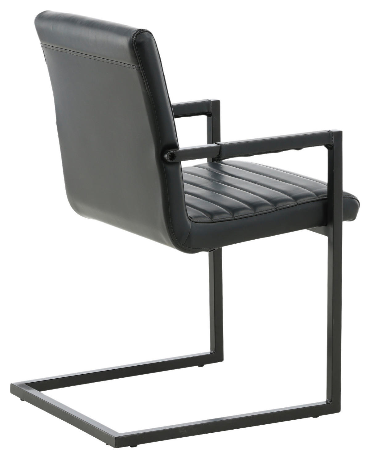 ARMLEHNSTUHL-SET 2 Stück  in Stahl Lederlook (vegan)  - Schwarz, Design, Textil/Metall (54/88/63cm) - Livetastic