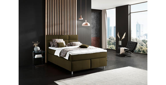 BOXSPRINGBETT 140/200 cm  in Olivgrün  - Alufarben/Olivgrün, KONVENTIONELL, Textil/Metall (140/200cm) - Dieter Knoll
