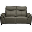 2-SITZER-SOFA  in Echtleder Grau   - Schwarz/Grau, Design, Leder/Metall (176/105/98cm) - Belluti