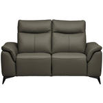 2-SITZER-SOFA  in Echtleder Grau   - Schwarz/Grau, Design, Leder/Metall (176/105/98cm) - Belluti