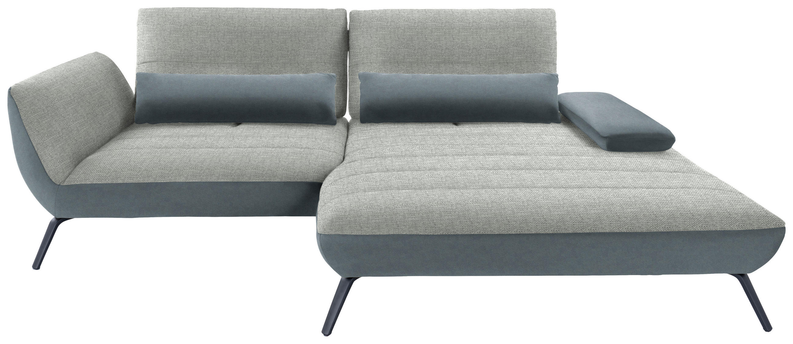 ECKSOFA in Webstoff Hellgrau  273/191 cm  - Hellgrau/Schwarz, KONVENTIONELL, Textil/Metall (273/191cm) - Carryhome