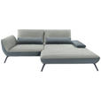 ECKSOFA in Webstoff Hellgrau  - Hellgrau/Schwarz, KONVENTIONELL, Textil/Metall (273/191cm) - Carryhome