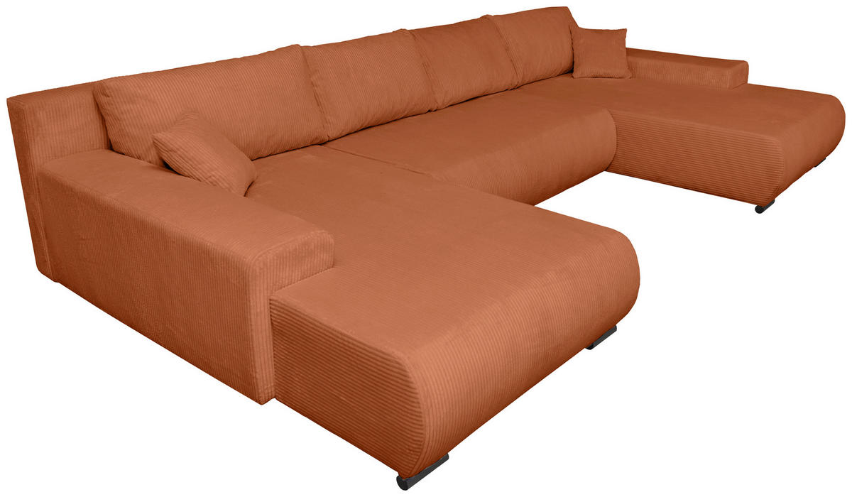 WOHNLANDSCHAFT  in Cord Rostfarben  - Rostfarben/Schwarz, KONVENTIONELL, Textil/Metall (191/351/191cm) - Carryhome