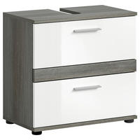 SKRINKA POD UMÝVADLO, biela s vysokým leskom, 60/57/34 cm - biela s vysokým leskom/strieborná, Modern, kompozitné drevo/plast (60/57/34cm) - MID.YOU