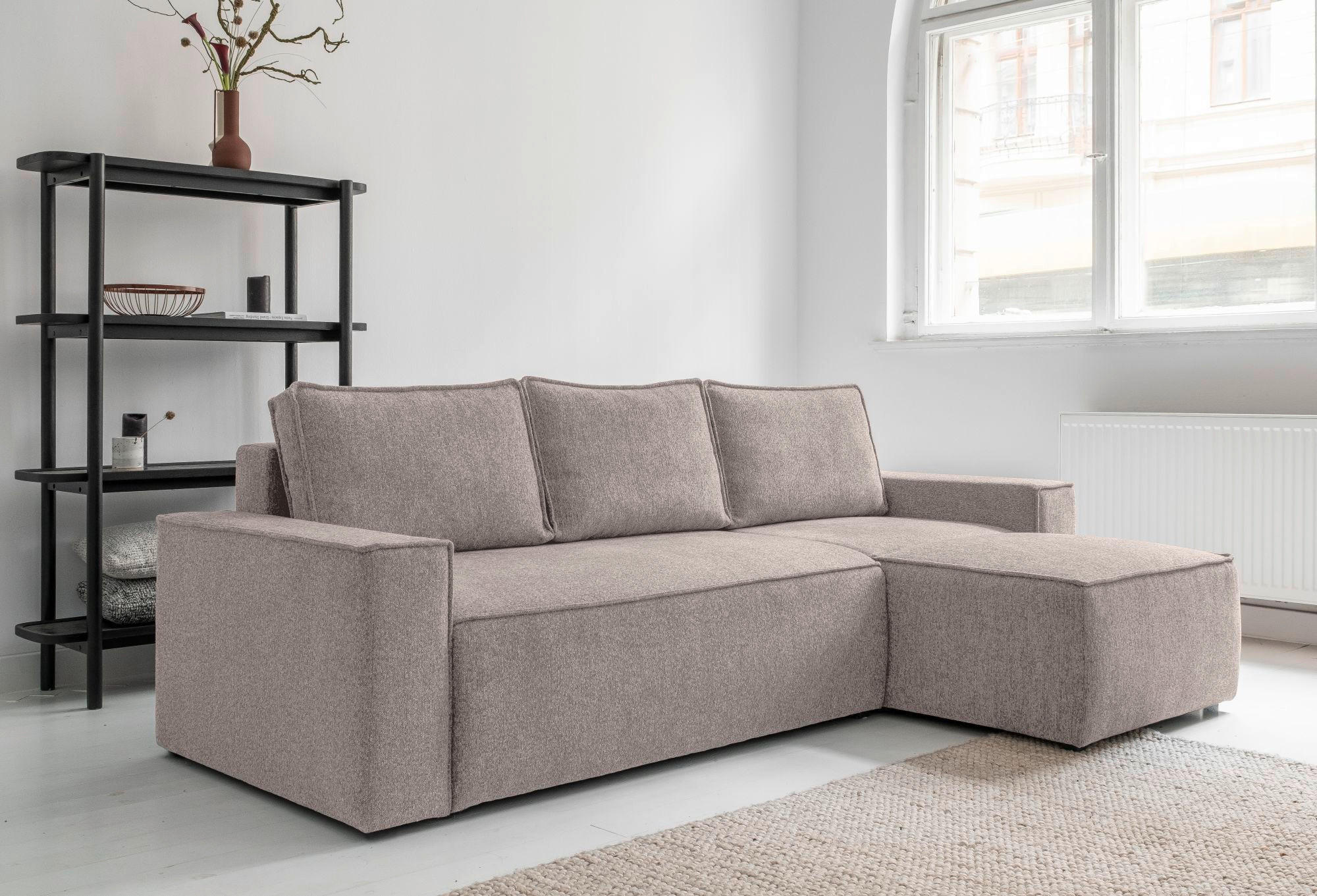 HÖRNSOFFA i grå, vit  - vit/grå, Design, textil/plast (250/156cm) - MID.YOU