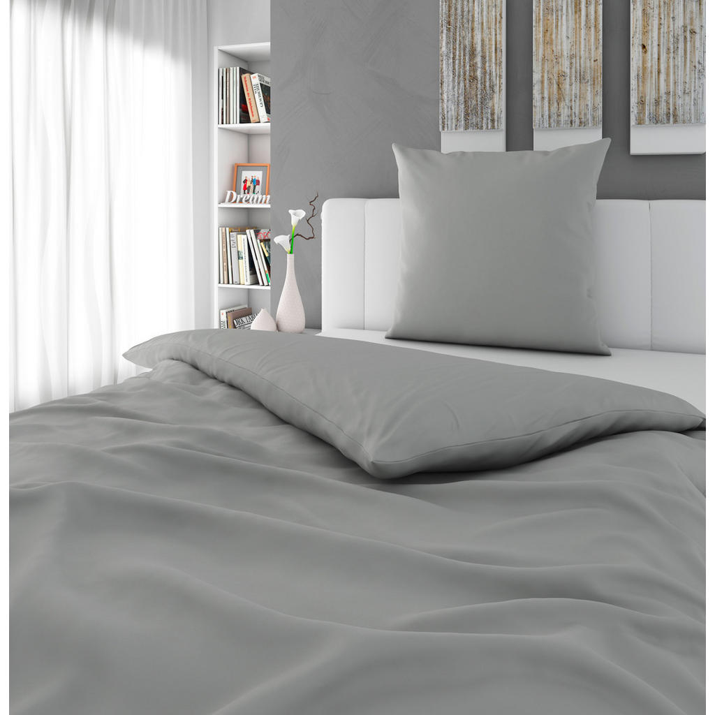 Thumbnail - Novel Bettwäsche, Silber, Textil, Uni, 135x200 cm, bügelfrei, pflegeleicht, hautfreundlich, Schlaftextilien, Bettwäsche,...