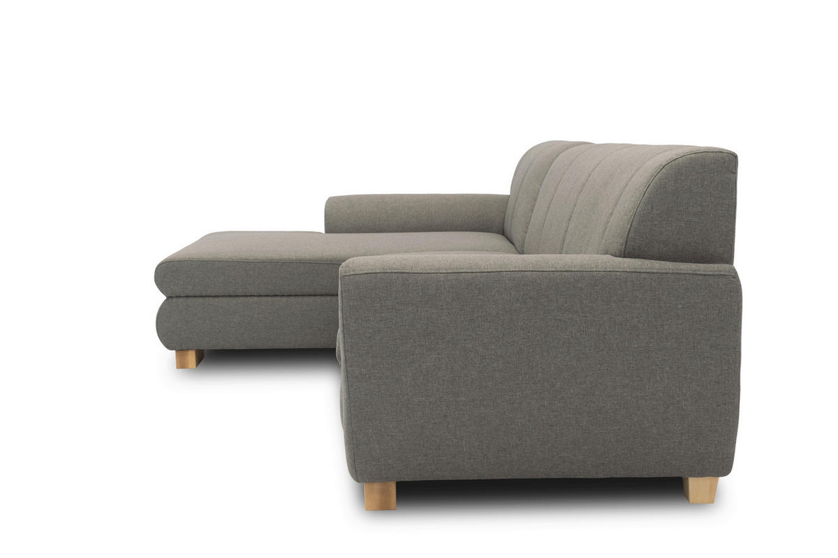 ECKSCHLAFSOFA NIKA Silberfarben Webstoff  - Silberfarben, Basics, Holz/Textil (277/156cm) - MID.YOU