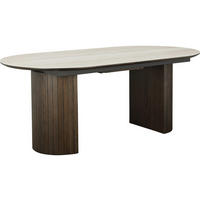 MATBORD sandfärgad, mörkbrun oval  utdragbar  - sandfärgad/mörkbrun, Design, trämaterial/trä (190-235/100/74cm) - Best Price