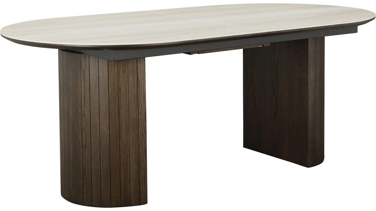 MATBORD sandfärgad, mörkbrun oval  utdragbar  - sandfärgad/mörkbrun, Design, trämaterial/trä (190-235/100/74cm) - Best Price