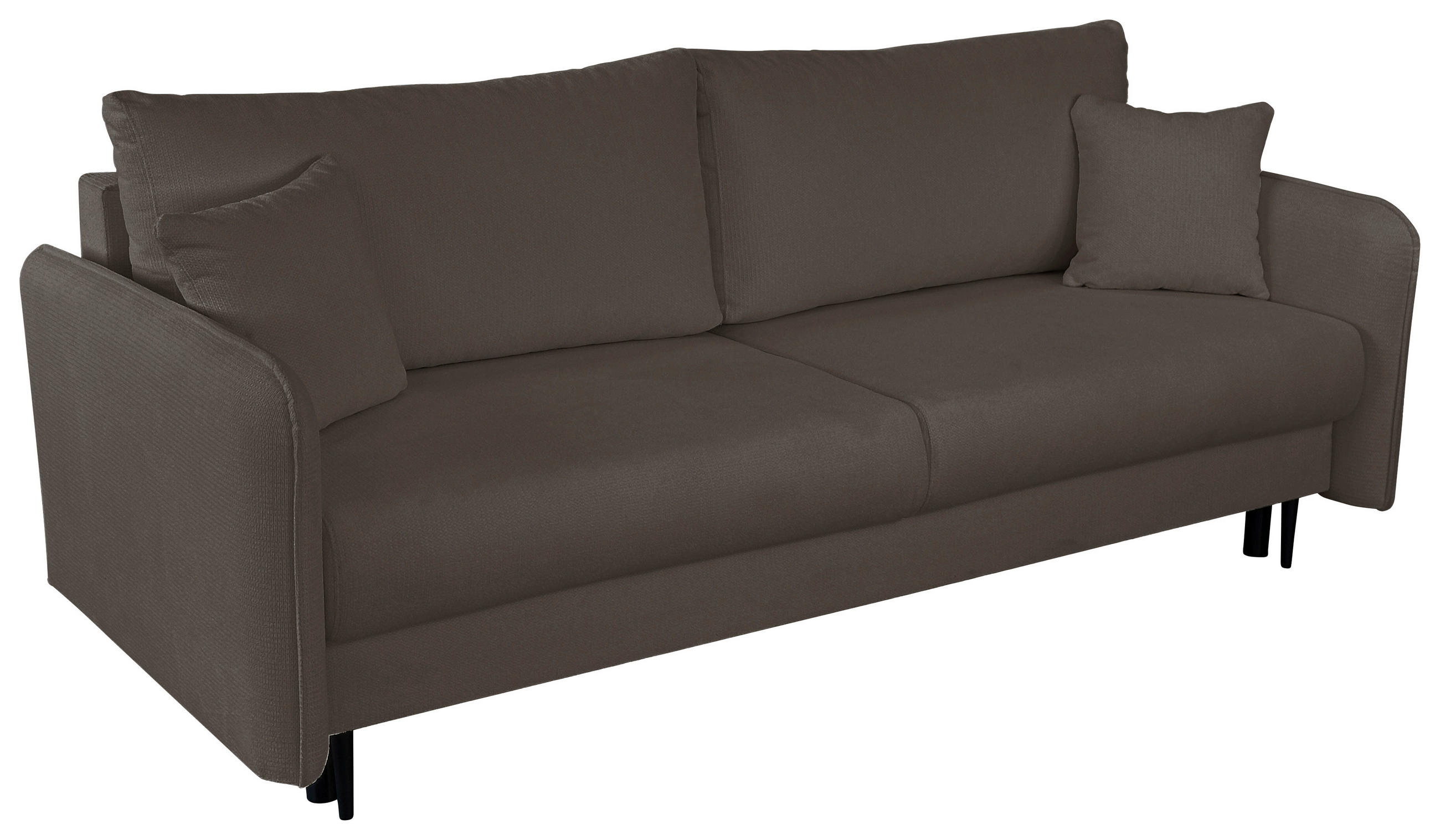 SCHLAFSOFA Webstoff Graubraun  - Graubraun/Schwarz, Design, Holz/Kunststoff (216/96/102cm) - MID.YOU