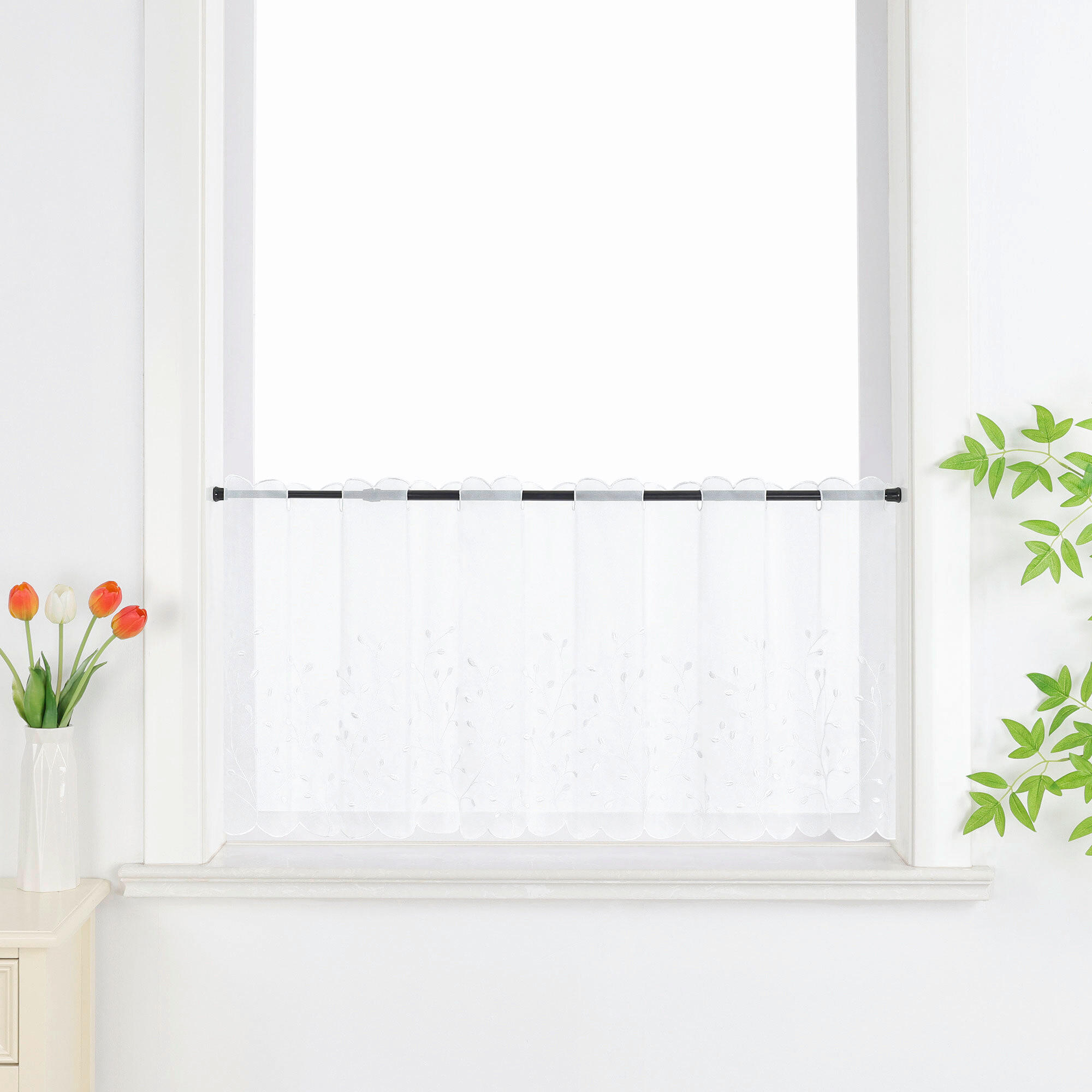 SCHEIBENGARDINE   120/60 cm   - Weiß Hochglanz, Basics, Textil (120/60cm)