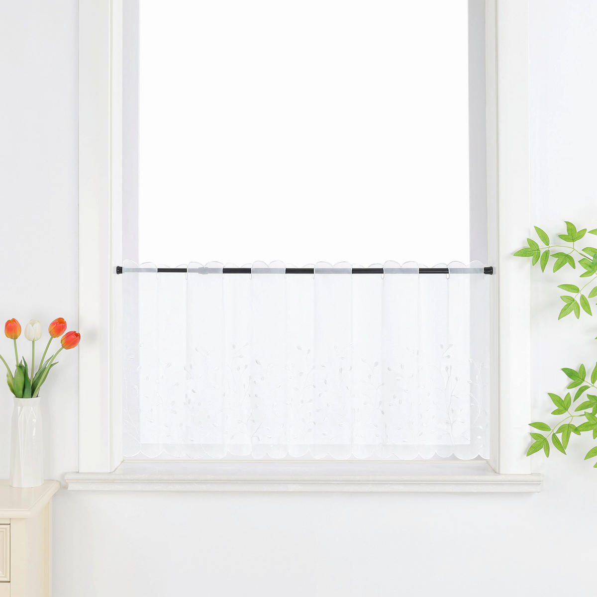 SCHEIBENGARDINE   120/60 cm   - Weiß Hochglanz, Basics, Textil (120/60cm)