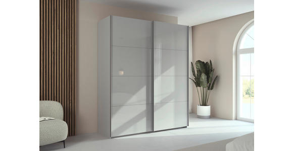 SCHWEBETÜRENSCHRANK 181/223/68 cm 2-türig Seidengrau  - Seidengrau/Alufarben, Design, Glas/Holzwerkstoff (181/223/68cm) - Xora