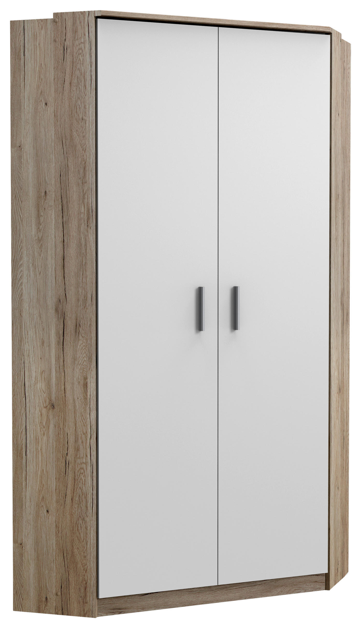 Boxxx Eckkleiderschrank Weiß, Eiche San Remo 95x199x95 cm