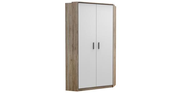 ECKKLEIDERSCHRANK 95/199/95 cm  - Alufarben/Weiß, KONVENTIONELL, Holzwerkstoff/Kunststoff (95/199/95cm) - Carryhome