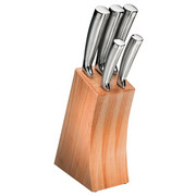 MESSERBLOCK Edelstahl 6-teilig - Edelstahlfarben, Basics, Holz/Metall (30/21/8,2cm) - Justinus