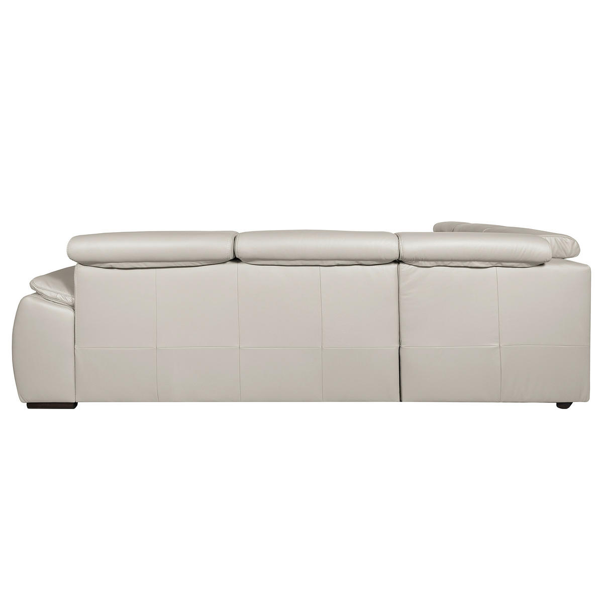 ECKSOFA  in Echtleder Platinfarben  - Platinfarben/Wengefarben, Design, Leder/Holz (265/265cm) - Livetastic