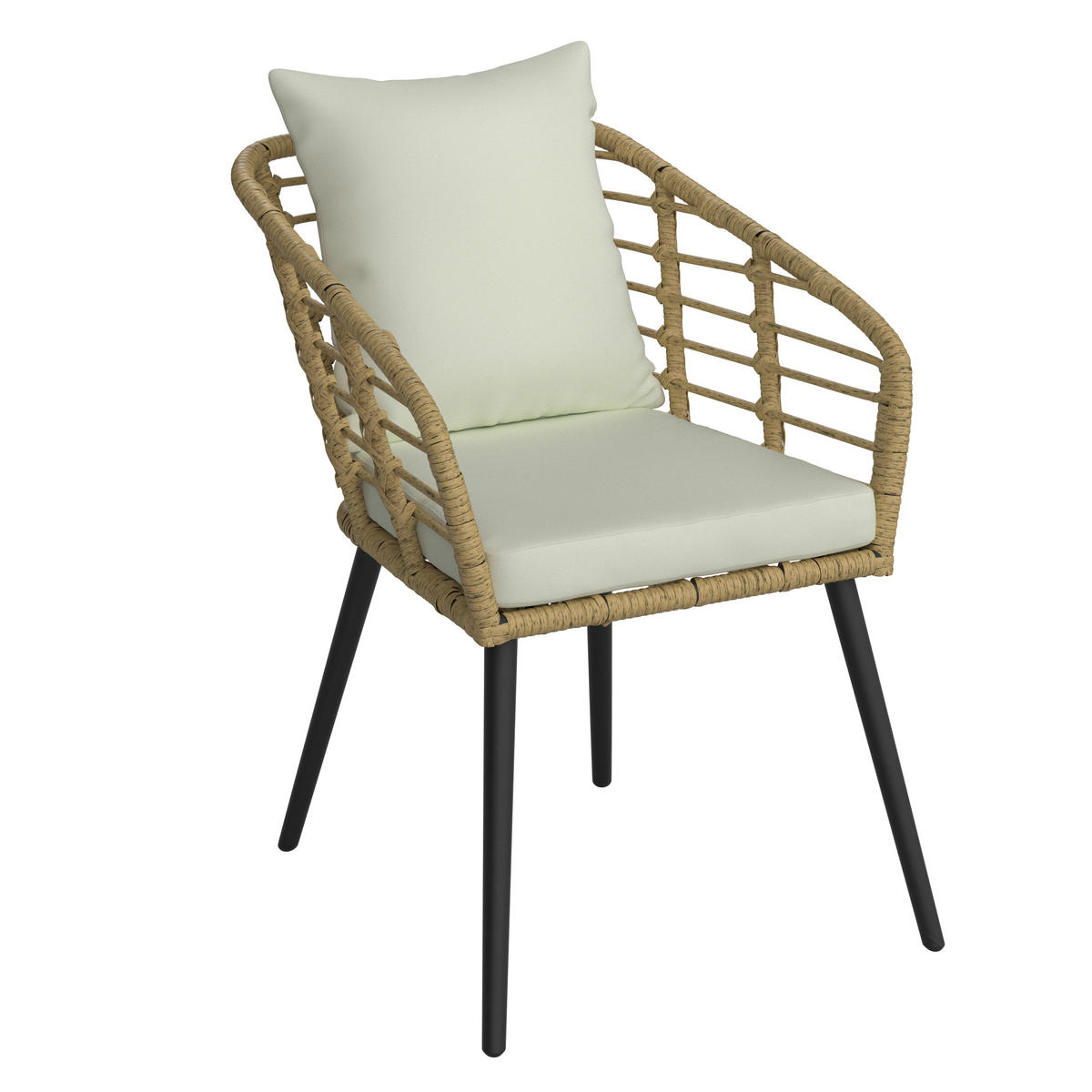 SADA NA BALKON 3dílné,  - černá/přírodní barvy, Moderní, kov/textil (56/72/66cm) - Beldano