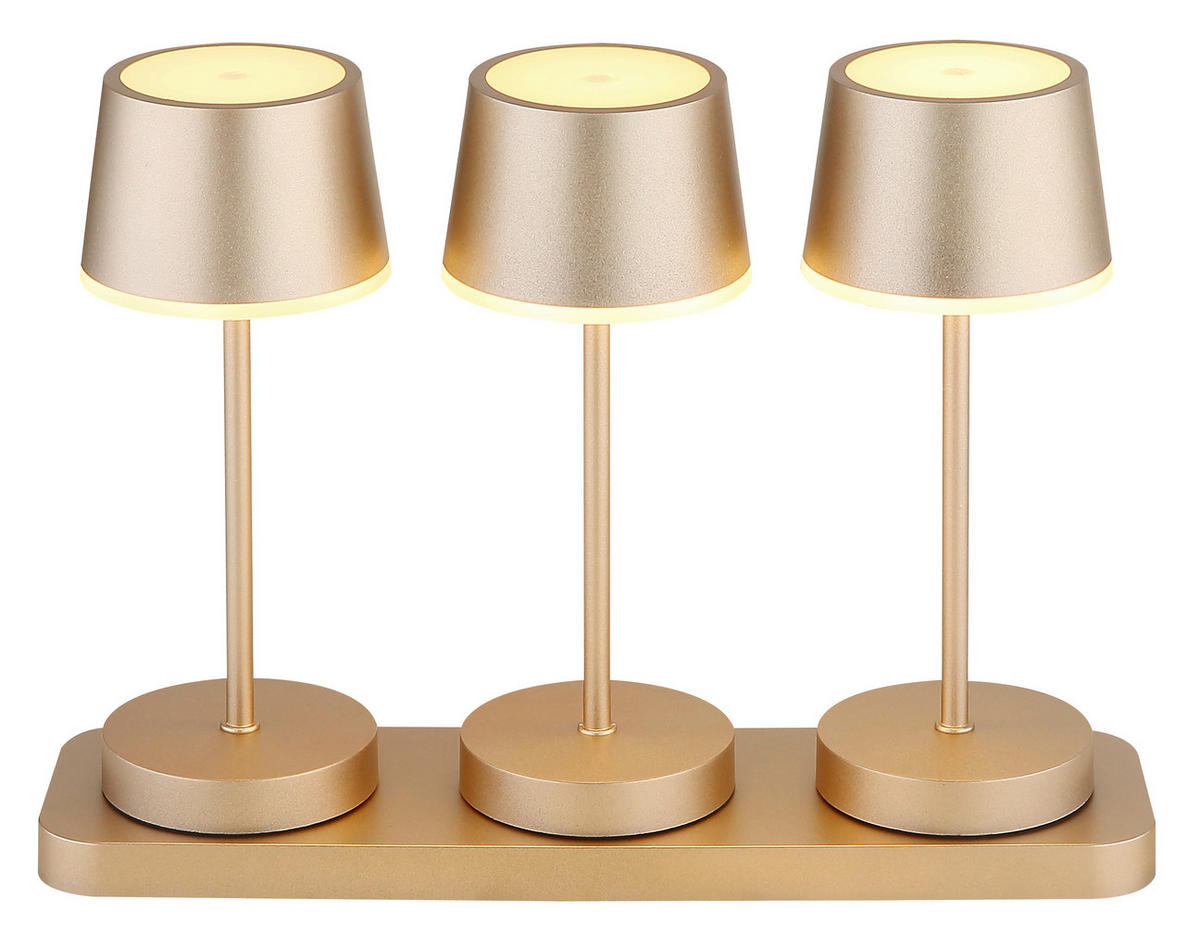 AKKU-TISCHLEUCHTE Dawson 8,3/20 cm  - Champagner/Opal, Design, Kunststoff/Metall (8,3/20cm) - Globo