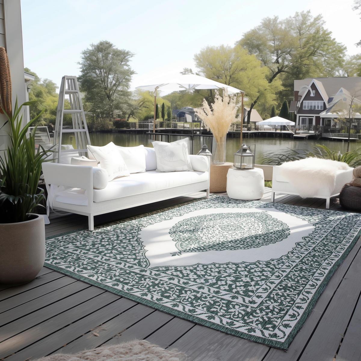 OUTDOORTEPPICH 120/170 cm Gemini Grün, Weiß  - Weiß/Grün, Design, Kunststoff (120/170cm)