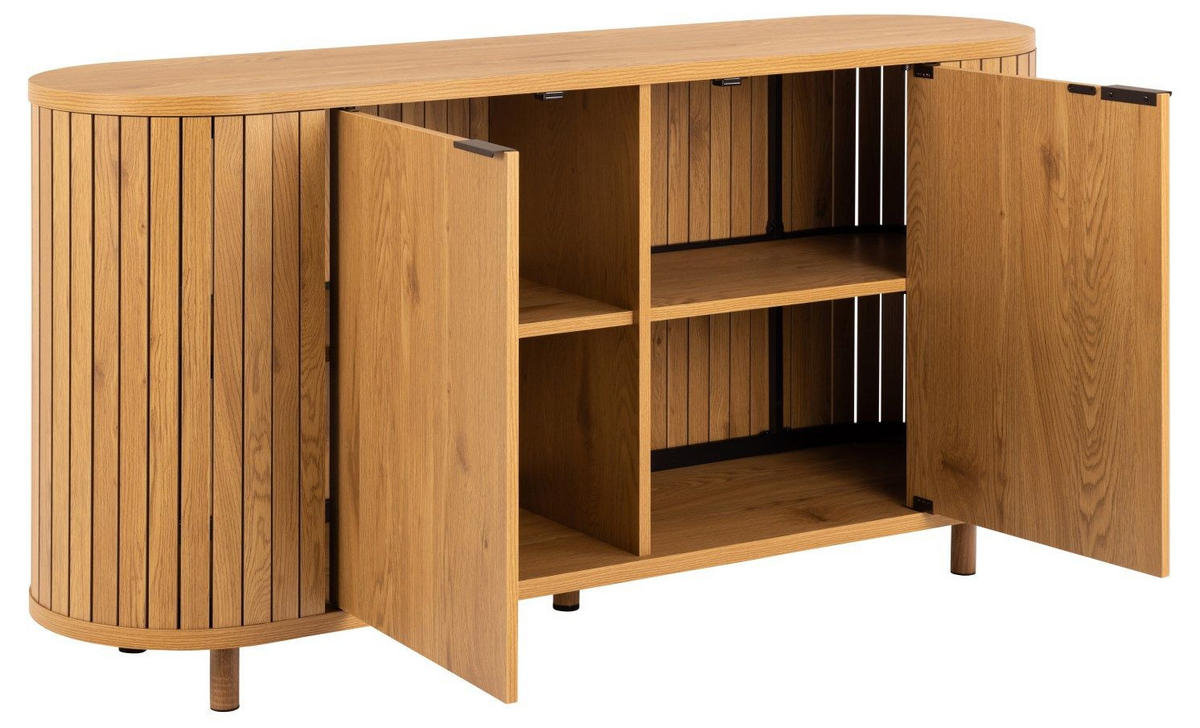 BYRÅ 160/80/45 cm  - mörkbrun/ekfärgad, Trend, metall/trämaterial (160/80/45cm)