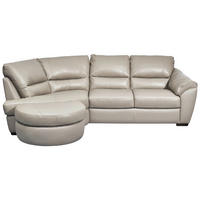 ECKSOFA Greige Kombination Echtleder/Lederlook  - Wengefarben/Greige, KONVENTIONELL, Leder/Holz (194/273cm) - Livetastic