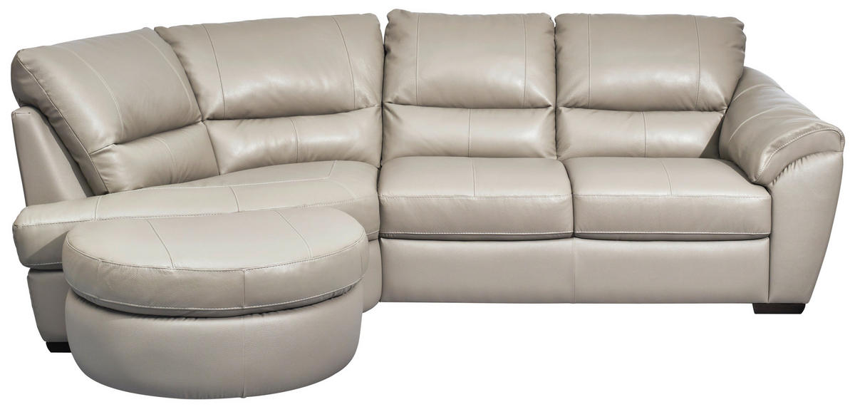 ECKSOFA Greige Kombination Echtleder/Lederlook  - Wengefarben/Greige, KONVENTIONELL, Leder/Holz (194/273cm) - Livetastic