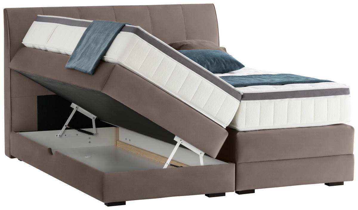 BOXSPRINGBETT 180/200 cm  in Mokka  - Wengefarben/Mokka, KONVENTIONELL, Holz/Textil (180/200cm) - Novel